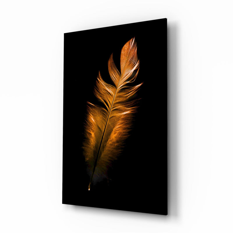 Copper Feather Glass Wall Art