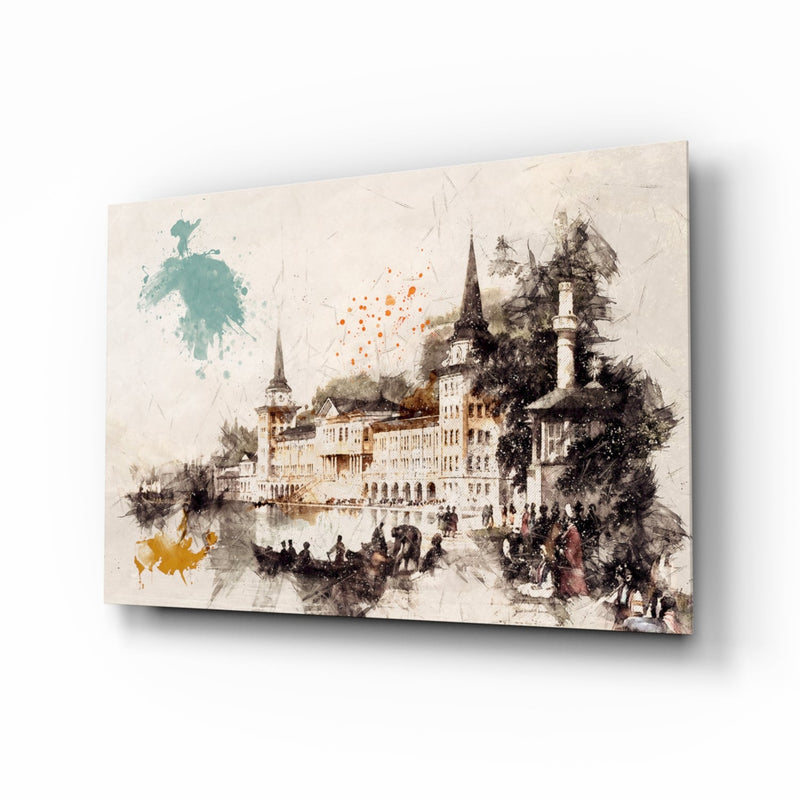 Tower Illustration Glass Wall Art