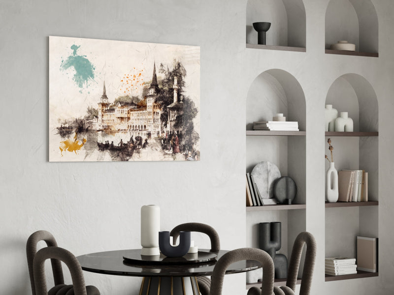 Tower Illustration Glass Wall Art