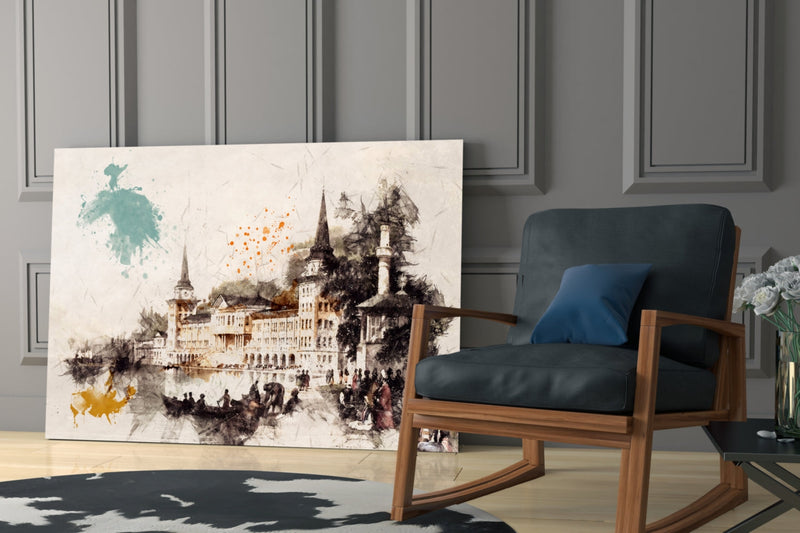 Tower Illustration Glass Wall Art