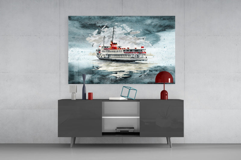 Steamer Turquoise Glass Wall Art
