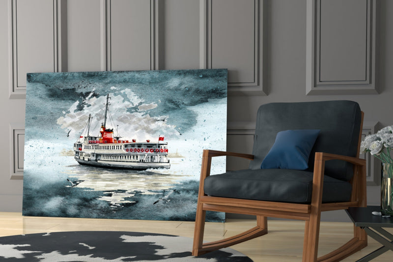 Steamer Turquoise Glass Wall Art