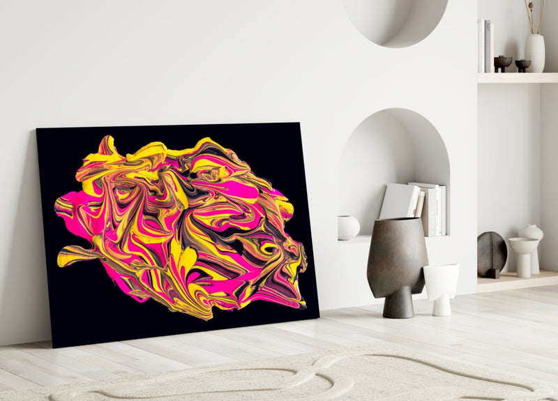 The Harmony of Yellow and Pink Glass Wall Art