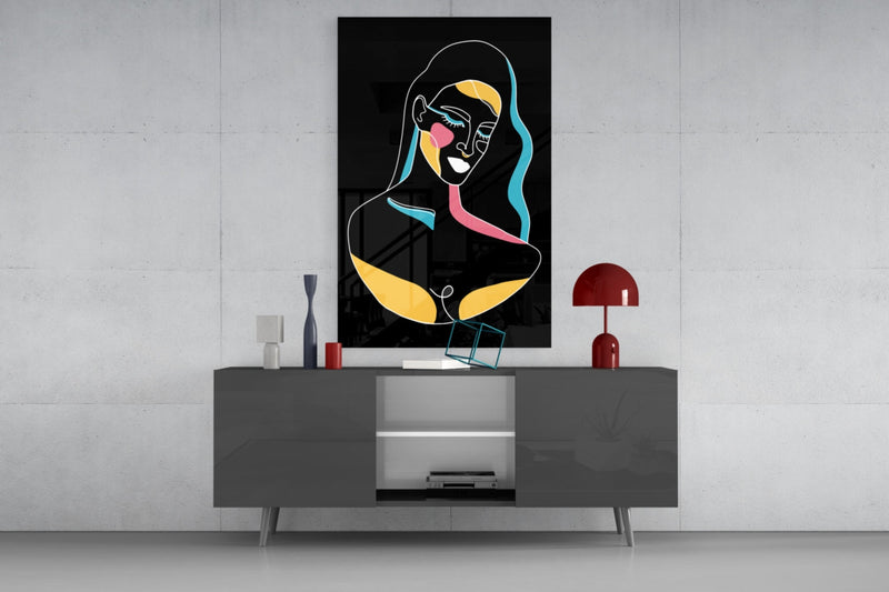 Abstract Colorful Portrait Glass Wall Art