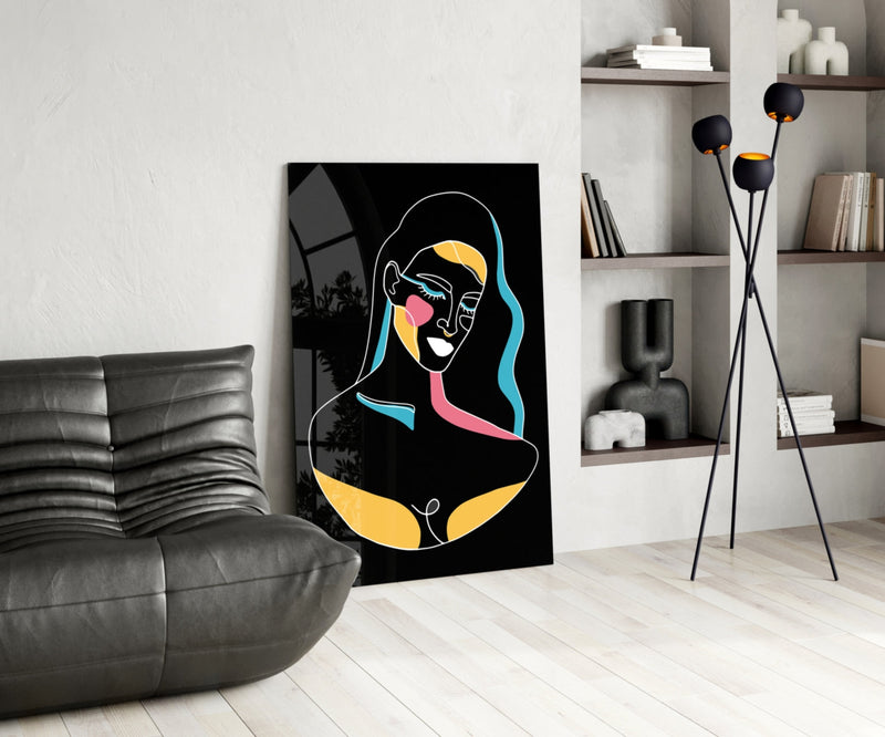 Abstract Colorful Portrait Glass Wall Art