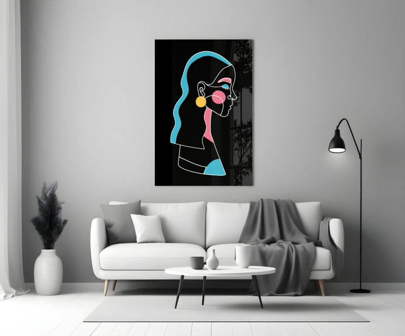 Abstract Colorful Portrait Glass Wall Art