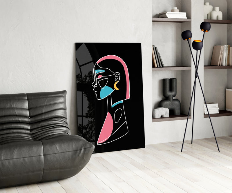 Abstract Colorful Portrait Glass Wall Art