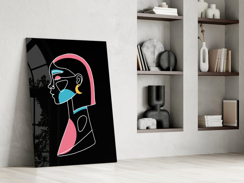 Abstract Colorful Portrait Glass Wall Art