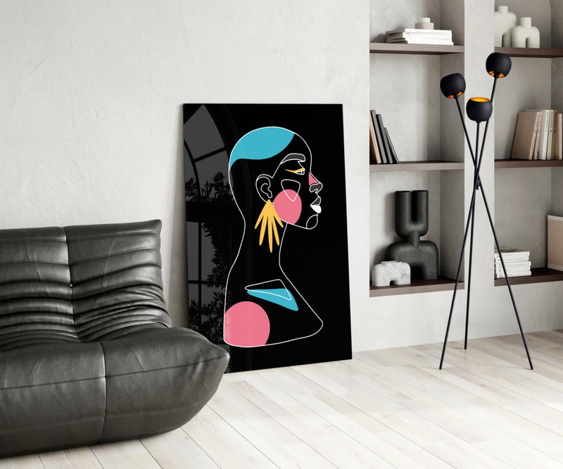 Abstract Colorful Portrait Glass Wall Art