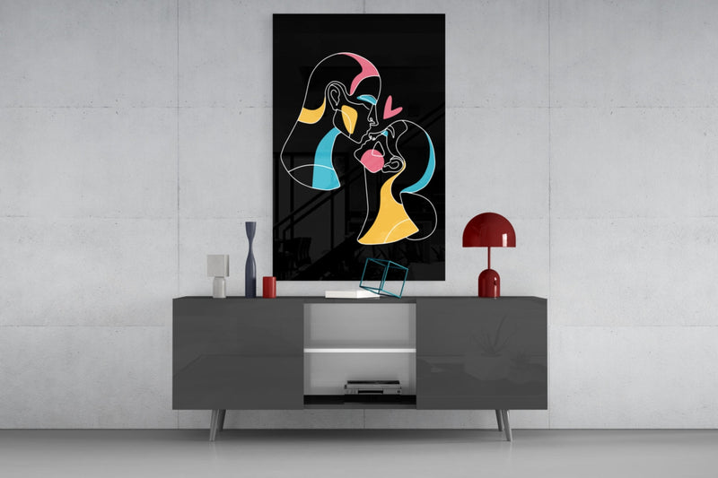Abstract Colorful Portrait Glass Wall Art