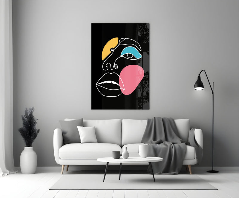 Abstract Colorful Face Glass Wall Art