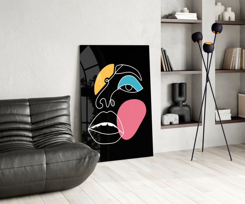 Abstract Colorful Face Glass Wall Art
