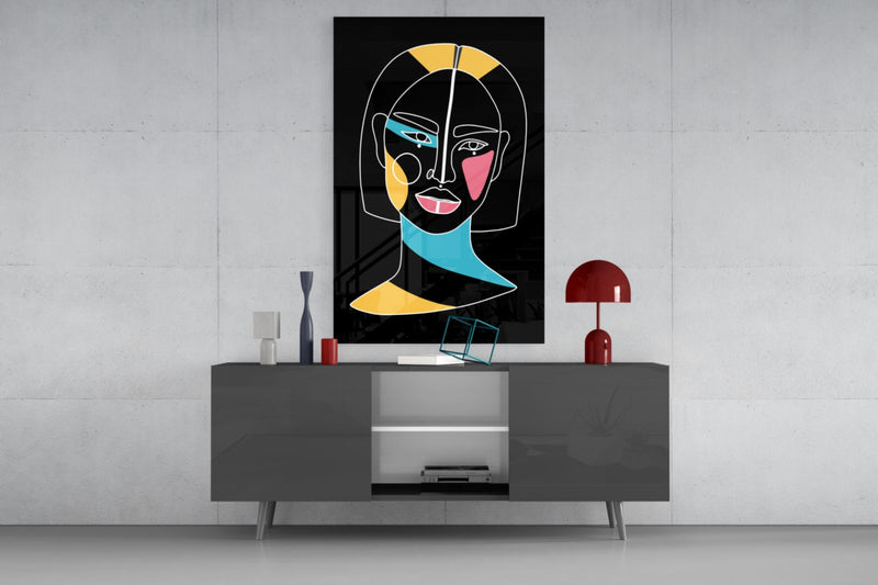 Abstract Colorful Portrait Glass Wall Art