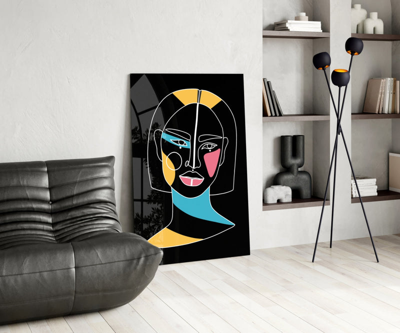 Abstract Colorful Portrait Glass Wall Art