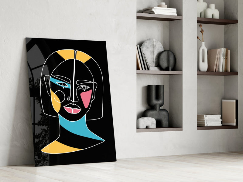 Abstract Colorful Portrait Glass Wall Art