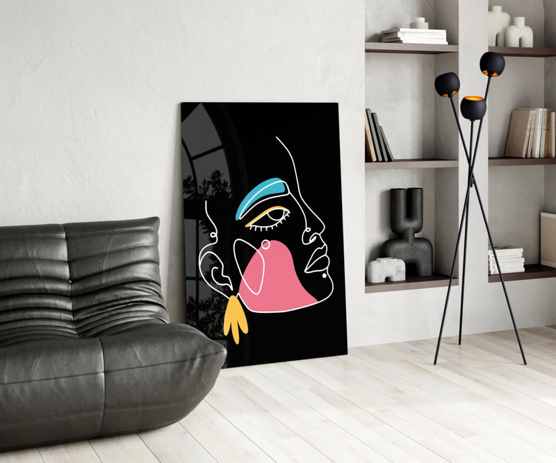 Abstract Colorful Portrait Glass Wall Art