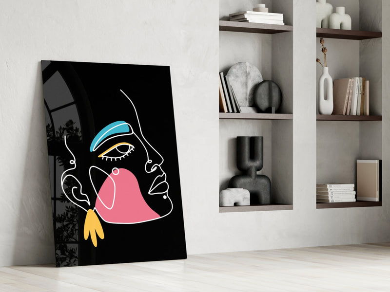 Abstract Colorful Portrait Glass Wall Art