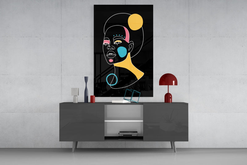 Abstract Colorful Portrait Glass Wall Art