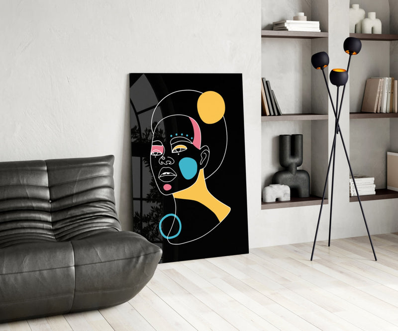 Abstract Colorful Portrait Glass Wall Art