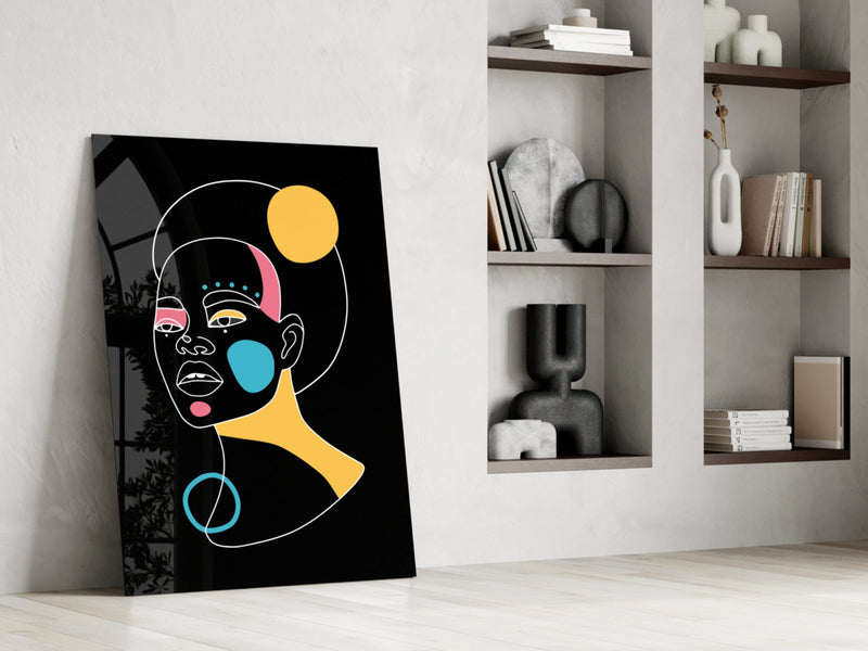 Abstract Colorful Portrait Glass Wall Art