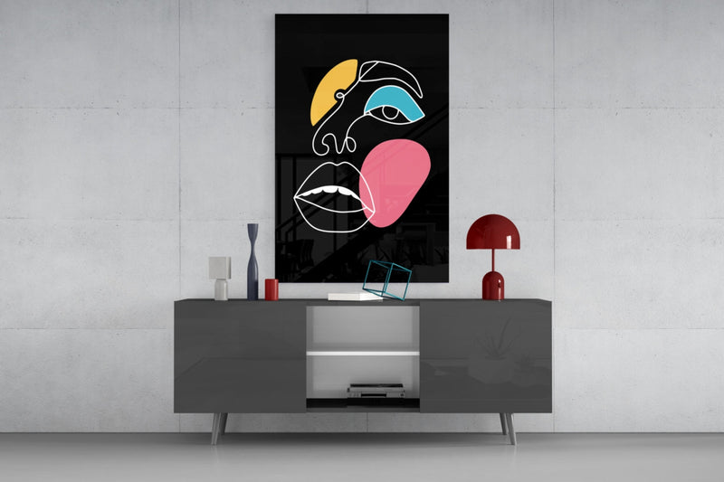 Abstract Colorful Face Glass Wall Art