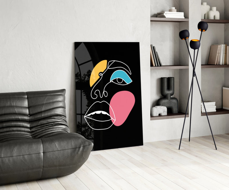 Abstract Colorful Face Glass Wall Art