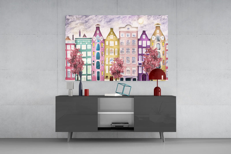 Fairy Tale City Glass Wall Art