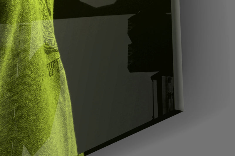 Green Lion Head Glass Wall Art