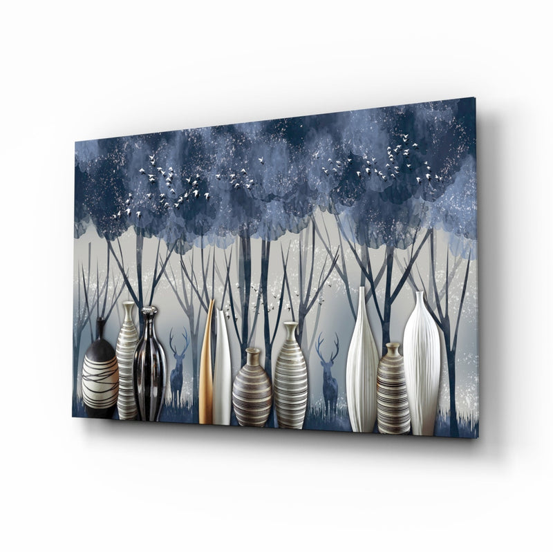 Vases and Trees Glass Wall Art