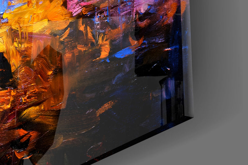 Dark Blue Sunset Glass Wall Art