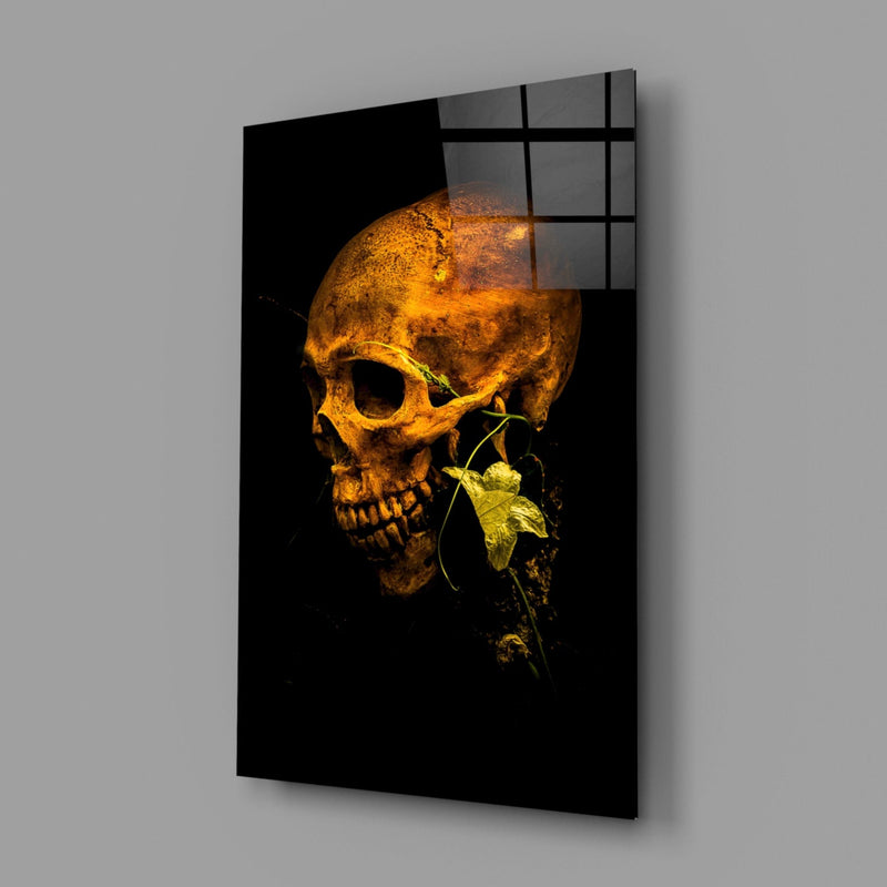 Flower and Skull Glass Wall Art