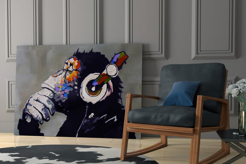 Thinking Monkey Glass Wall Art