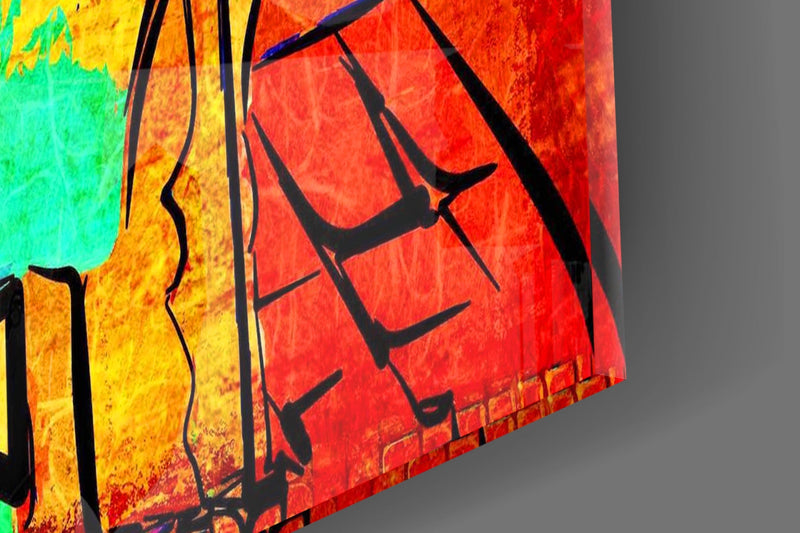 Abstract Cello Glass Wall Art
