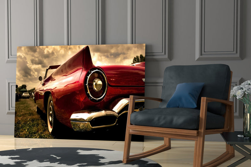Red Chevrolet Glass Wall Art