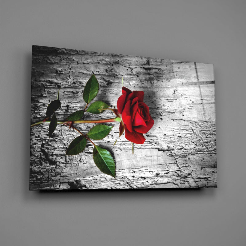 Red Rose Glass Wall Art
