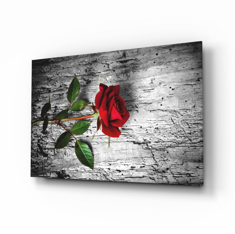 Red Rose Glass Wall Art