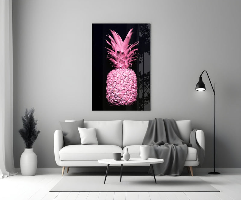 Pink Pineapple Glass Wall Art