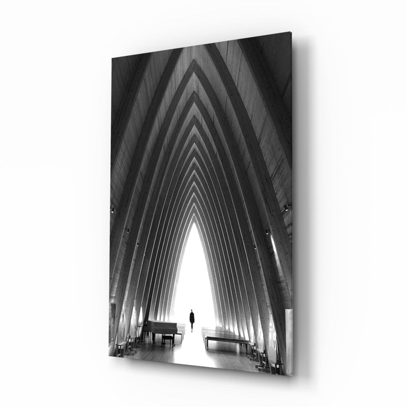 Gray City Landscape Glass Wall Art