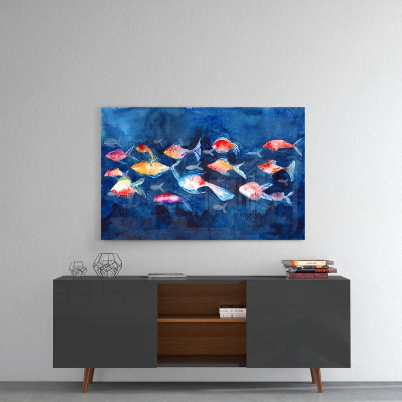 Illustration Fish Glass Wall Art