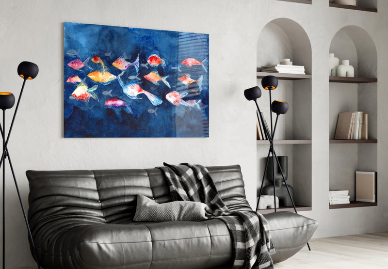 Illustration Fish Glass Wall Art