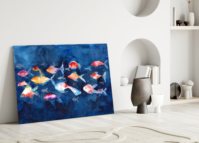 Illustration Fish Glass Wall Art