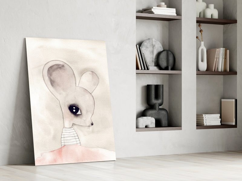 Cute Mouse Glass Wall Art