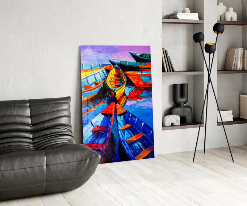 Boats Glass Wall Art