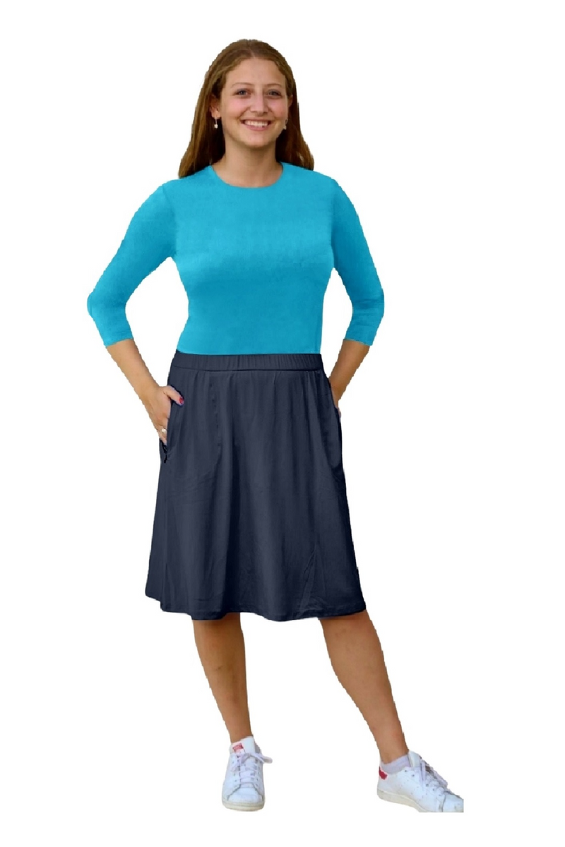 Modest A-Line Athletic Skort with Knee-Length Shorts - Swim & Sport Ready
