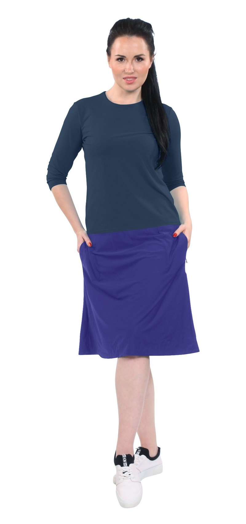 Modest A-Line Athletic Skort with Knee-Length Shorts - Swim & Sport Ready