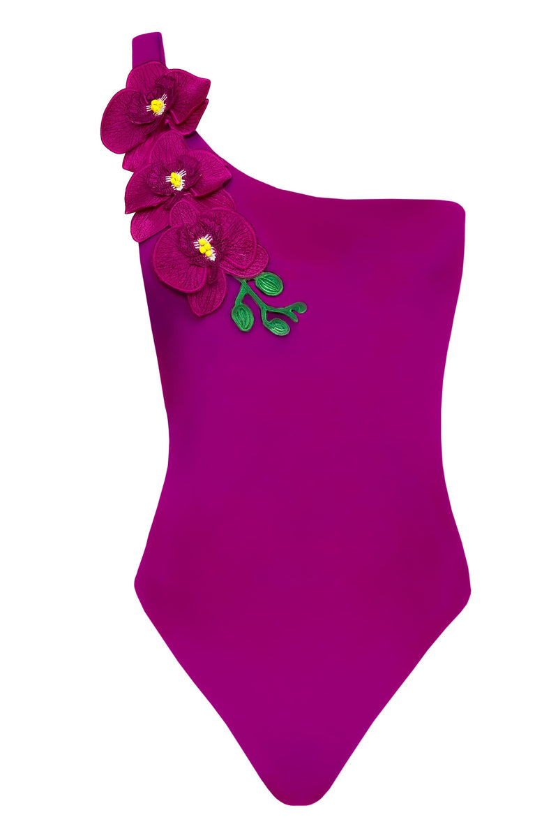 Vanda - Fuchsia One Shoulder Style Swimsuit