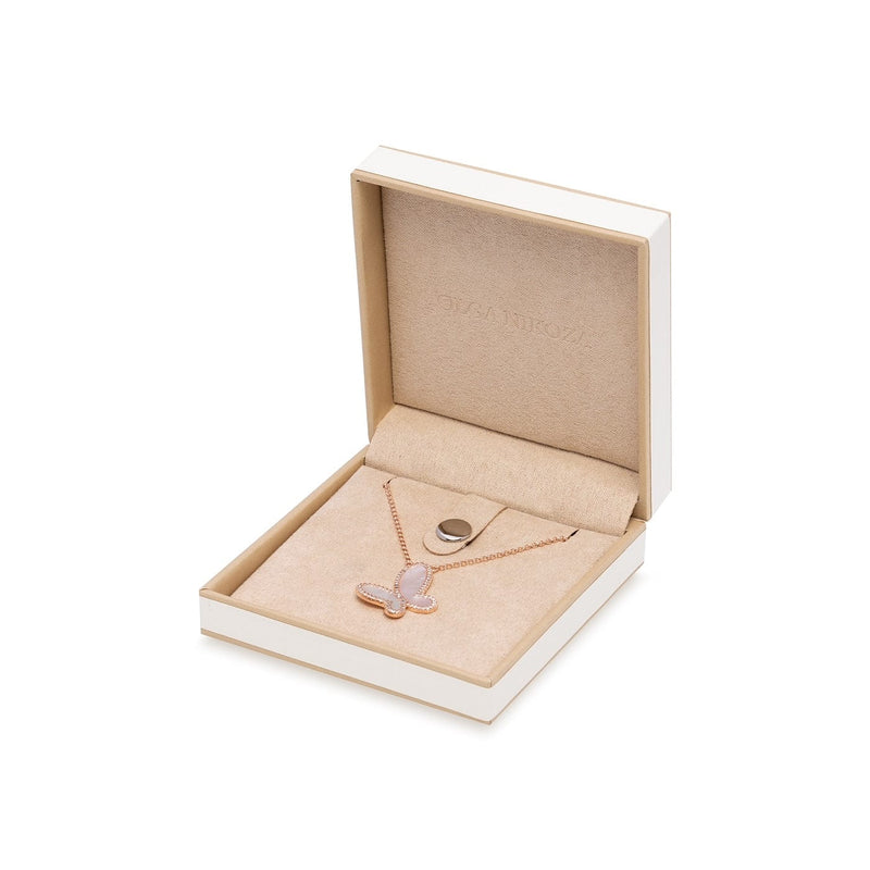 Silver Mother of Perl & Cubic Zirconia Butterfly Necklace Jewelry