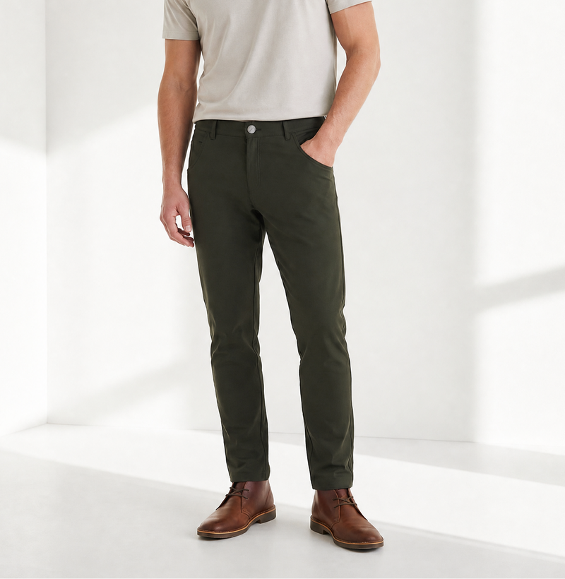 NEW & UPDATED Super - Stretch Men's Chinos //Casual// Olive - Performance Collection