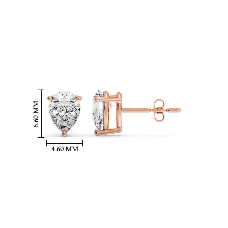 Three-Prong Pear Diamond Solitaire Stud Earrings (1.00ct - 10.00ct)