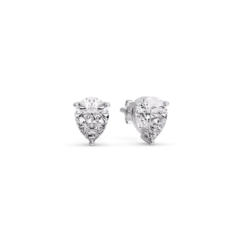 Three-Prong Pear Diamond Solitaire Stud Earrings (1.00ct - 10.00ct)